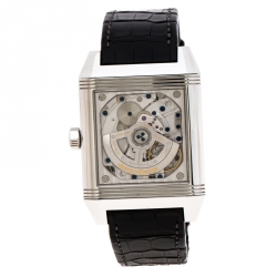 Jaeger LeCoultre Silver White Stainless Steel Reverso Squadra 230.8.77 Men's Wristwatch 35 mm