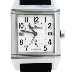 Jaeger LeCoultre Silver White Stainless Steel Reverso Squadra 230.8.77 Men's Wristwatch 35 mm