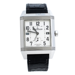 Jaeger LeCoultre Silver White Stainless Steel Reverso Squadra 230.8.77 Men's Wristwatch 35 mm