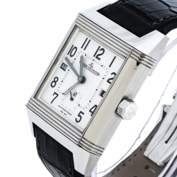 Jaeger LeCoultre Silver White Stainless Steel Reverso Squadra 230.8.77 Men's Wristwatch 35 mm