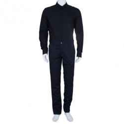 Pre Owned Jean Paul Gaultier Mens Laser Cut Collar Black Shirt L