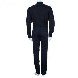 Pre Owned Jean Paul Gaultier Mens Laser Cut Collar Black Shirt L