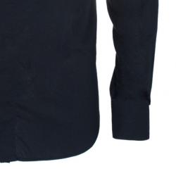 Pre Owned Jean Paul Gaultier Mens Laser Cut Collar Black Shirt L