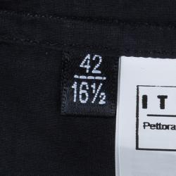 Pre Owned Jean Paul Gaultier Mens Laser Cut Collar Black Shirt L