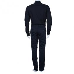 Pre Owned Jean Paul Gaultier Mens Laser Cut Collar Black Shirt M