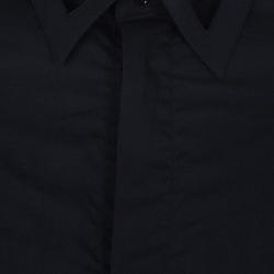 Pre Owned Jean Paul Gaultier Mens Laser Cut Collar Black Shirt M