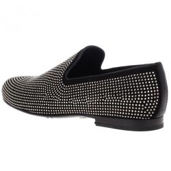 Jimmy Choo Black Mini Studded Suede Sloane Smoking Slippers Size 41