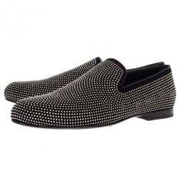 Jimmy Choo Black Mini Studded Suede Sloane Smoking Slippers Size 41