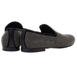 Jimmy Choo Black Mini Studded Suede Sloane Smoking Slippers Size 41