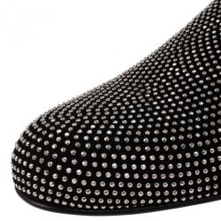 Jimmy Choo Black Mini Studded Suede Sloane Smoking Slippers Size 41