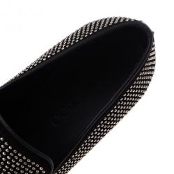 Jimmy Choo Black Mini Studded Suede Sloane Smoking Slippers Size 41