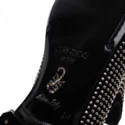 Jimmy Choo Black Mini Studded Suede Sloane Smoking Slippers Size 41