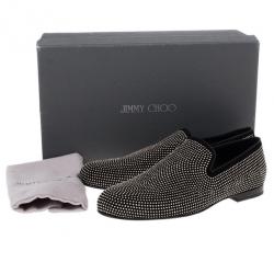 Jimmy Choo Black Mini Studded Suede Sloane Smoking Slippers Size 41