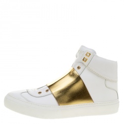 Jimmy Choo White Leather Archie Laceless High Top Sneakers Size 43.5