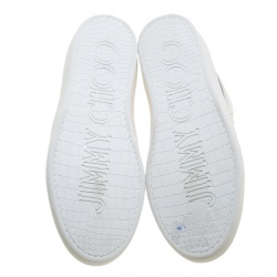 Jimmy Choo White Leather Archie Laceless High Top Sneakers Size 43.5