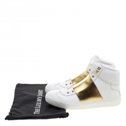 Jimmy Choo White Leather Archie Laceless High Top Sneakers Size 43.5