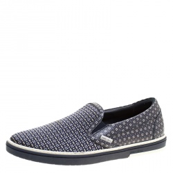 Jimmy Choo Printed Leather and Canvas Grove Slip On Sneakers Size 42