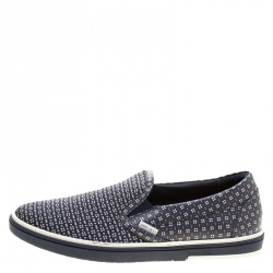 Jimmy Choo Printed Leather and Canvas Grove Slip On Sneakers Size 42
