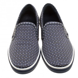 Jimmy Choo Printed Leather and Canvas Grove Slip On Sneakers Size 42