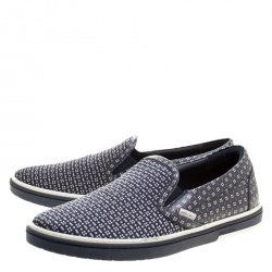Jimmy Choo Printed Leather and Canvas Grove Slip On Sneakers Size 42