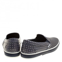 Jimmy Choo Printed Leather and Canvas Grove Slip On Sneakers Size 42