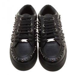 Pre Owned Jimmy Choo Black Studded Leather Roman Sneakers Size 42