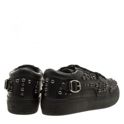 Pre Owned Jimmy Choo Black Studded Leather Roman Sneakers Size 42