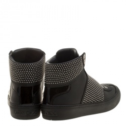 Pre Owned حذاء رياضي جيمي تشو مرتفع من أعلى أرشي جلد مرصع أسود مقاس 43