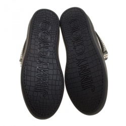 Pre Owned حذاء رياضي جيمي تشو مرتفع من أعلى أرشي جلد مرصع أسود مقاس 43