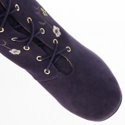 Pre Owned Jimmy Choo Purple Suede Floral Embroidered Colorado Knee Length Boots Size 38.5