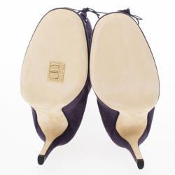 Pre Owned Jimmy Choo Purple Suede Floral Embroidered Colorado Knee Length Boots Size 38.5