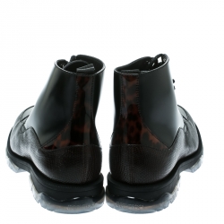 Pre Owned Jimmy Choo Black Leather And Lizard Embossed Leather Baldwyn Ankle Boots Size 44