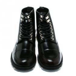 Pre Owned Jimmy Choo Black Leather And Lizard Embossed Leather Baldwyn Ankle Boots Size 44