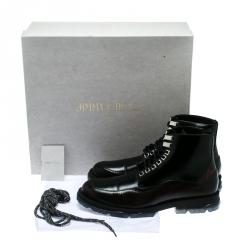 Pre Owned Jimmy Choo Black Leather And Lizard Embossed Leather Baldwyn Ankle Boots Size 44