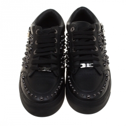 Jimmy Choo Black Studded Leather Roman Sneakers Size 43