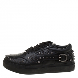 Jimmy Choo Black Studded Leather Roman Sneakers Size 43