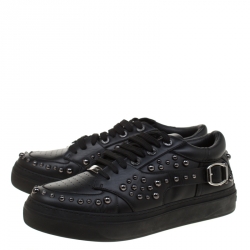 Jimmy Choo Black Studded Leather Roman Sneakers Size 43