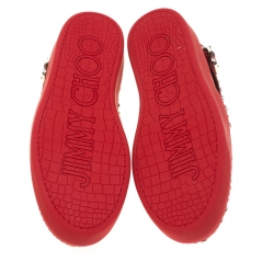 مملوكة مسبقًا Jimmy Choo Red Studded Leather Roman Sneakers Size 43