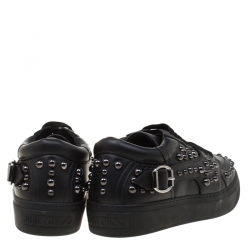 Jimmy Choo Black Studded Leather Roman Sneakers Size 40