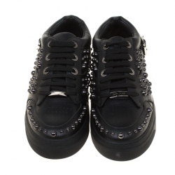 Jimmy Choo Black Studded Leather Roman Sneakers Size 40