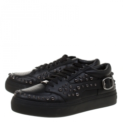 Jimmy Choo Black Studded Leather Roman Sneakers Size 40
