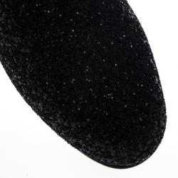 Jimmy Choo Black Coarse Glitter Sloane Smoking Slippers Size 42