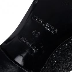 Jimmy Choo Black Coarse Glitter Sloane Smoking Slippers Size 42