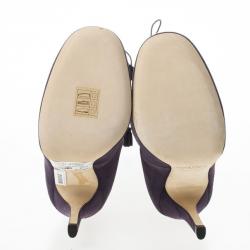 مملوكة مسبقًا Jimmy Choo Purple Suede Floral Embroidered Colorado Knee Length Boots Size 37