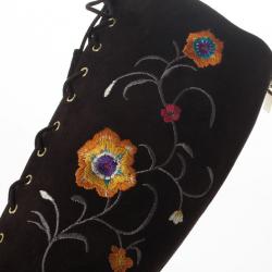 Pre Owned Jimmy Choo Brown Suede Floral Embroidered Colorado Knee Length Boots Size 36
