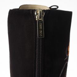 Pre Owned Jimmy Choo Brown Suede Floral Embroidered Colorado Knee Length Boots Size 36