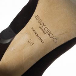 Pre Owned Jimmy Choo Brown Suede Floral Embroidered Colorado Knee Length Boots Size 36