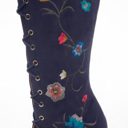 مملوكة مسبقًا Jimmy Choo Purple Suede Floral Embroidered Colorado Knee Length Boots Size 39 