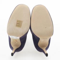 مملوكة مسبقًا Jimmy Choo Purple Suede Floral Embroidered Colorado Knee Length Boots Size 39 