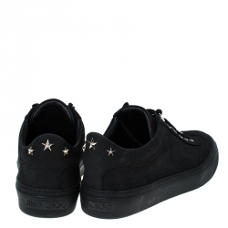 Jimmy Choo Black Nubuck Leather Ace Low Top Sneakers Size 42.5